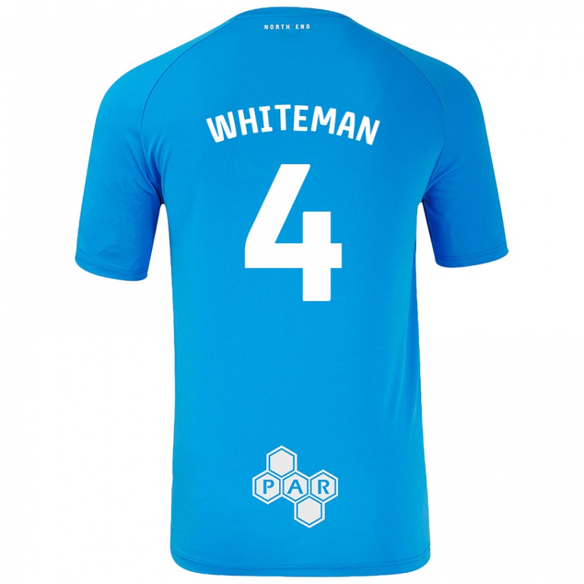 Enfant Maillot Ben Whiteman #4 Bleu Ciel Tenues Extérieur 2024/25 T-Shirt Belgique