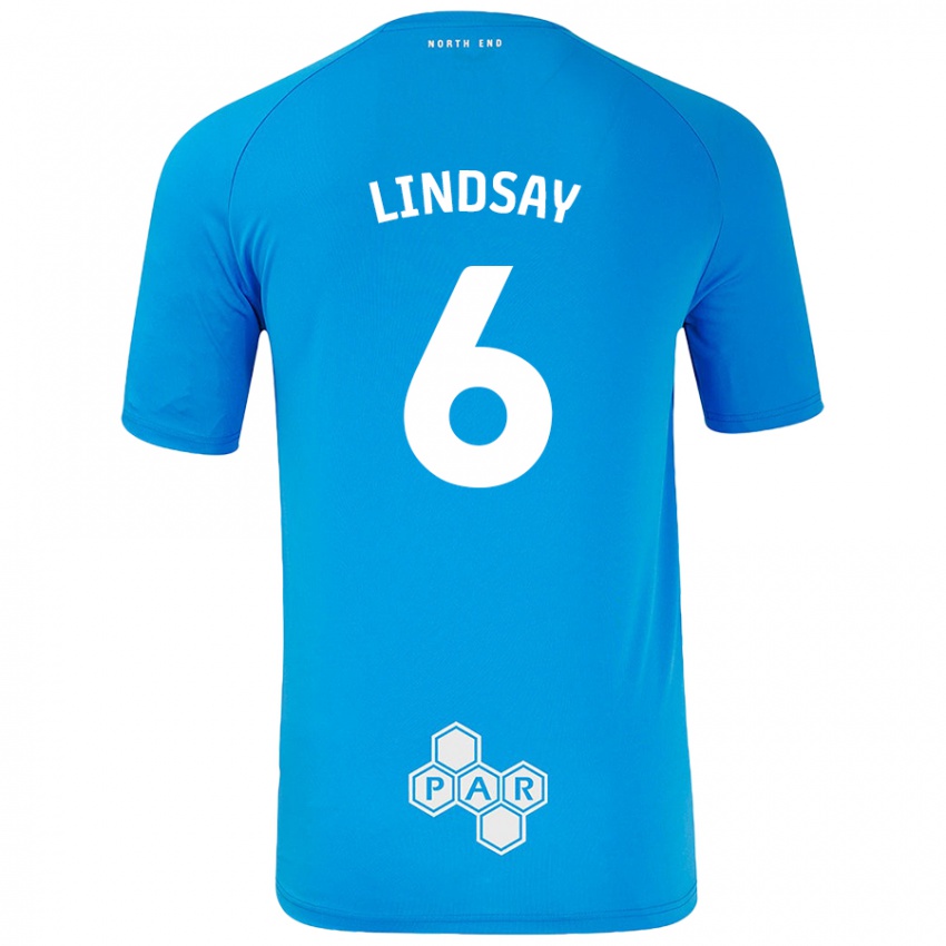 Enfant Maillot Liam Lindsay #6 Bleu Ciel Tenues Extérieur 2024/25 T-Shirt Belgique