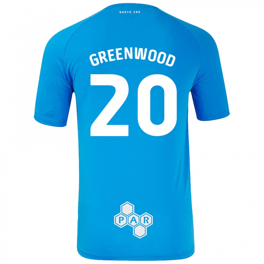 Enfant Maillot Sam Greenwood #20 Bleu Ciel Tenues Extérieur 2024/25 T-Shirt Belgique