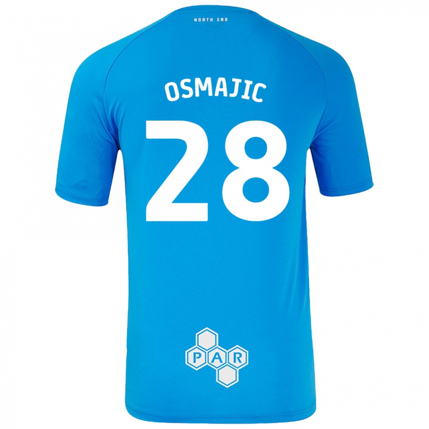 Enfant Maillot Milutin Osmajic #28 Bleu Ciel Tenues Extérieur 2024/25 T-Shirt Belgique