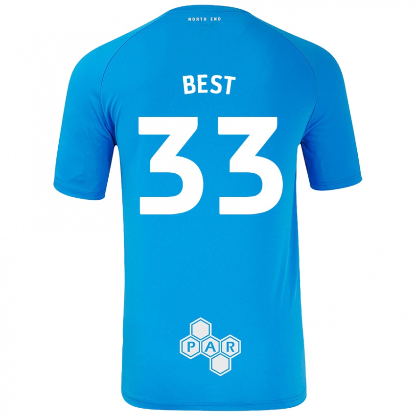 Enfant Maillot Kian Best #33 Bleu Ciel Tenues Extérieur 2024/25 T-Shirt Belgique