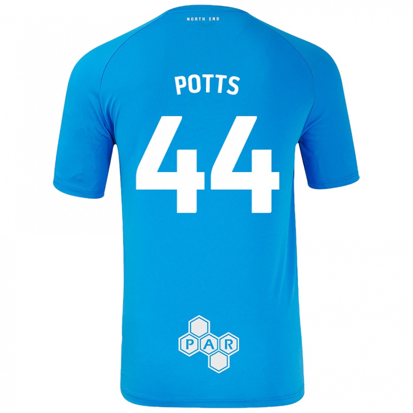 Enfant Maillot Brad Potts #44 Bleu Ciel Tenues Extérieur 2024/25 T-Shirt Belgique