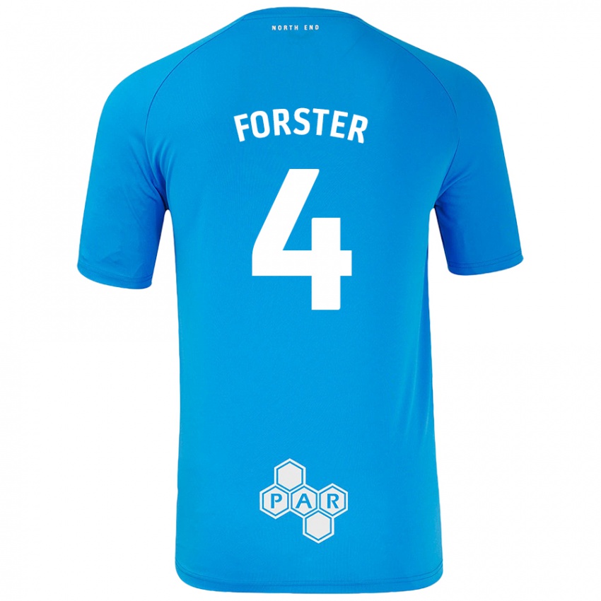 Enfant Maillot Hannah Forster #4 Bleu Ciel Tenues Extérieur 2024/25 T-Shirt Belgique