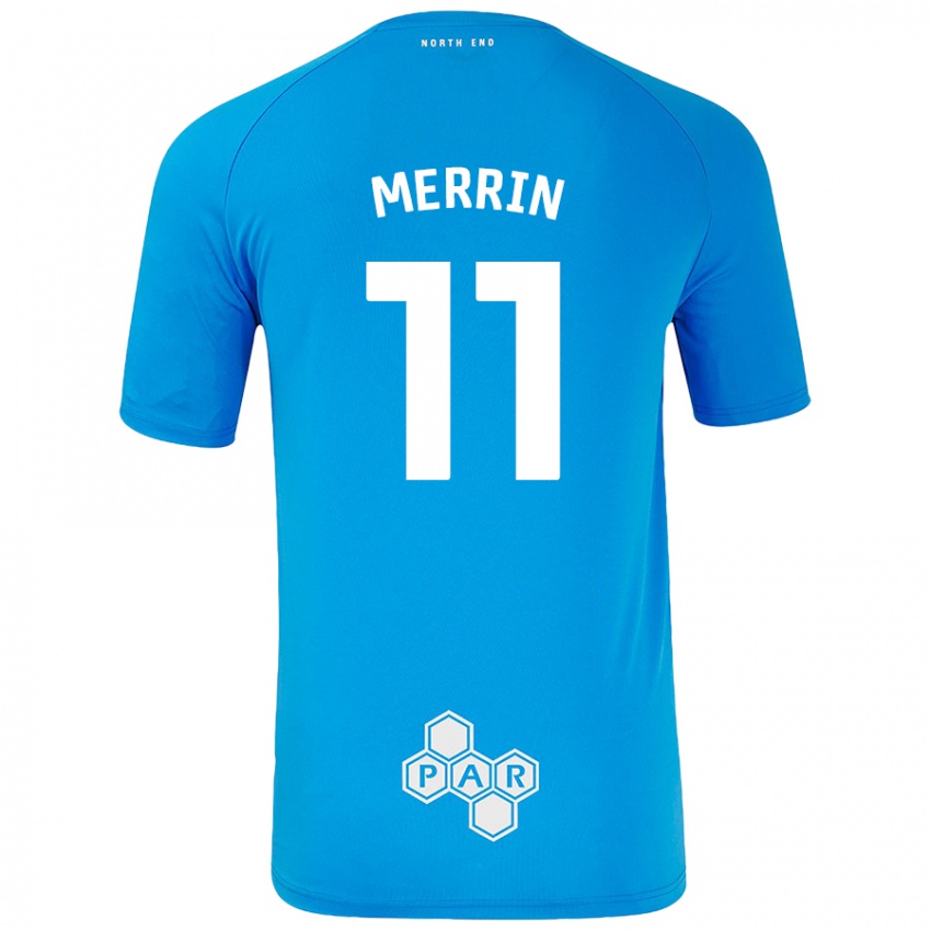 Enfant Maillot Laura Merrin #11 Bleu Ciel Tenues Extérieur 2024/25 T-Shirt Belgique