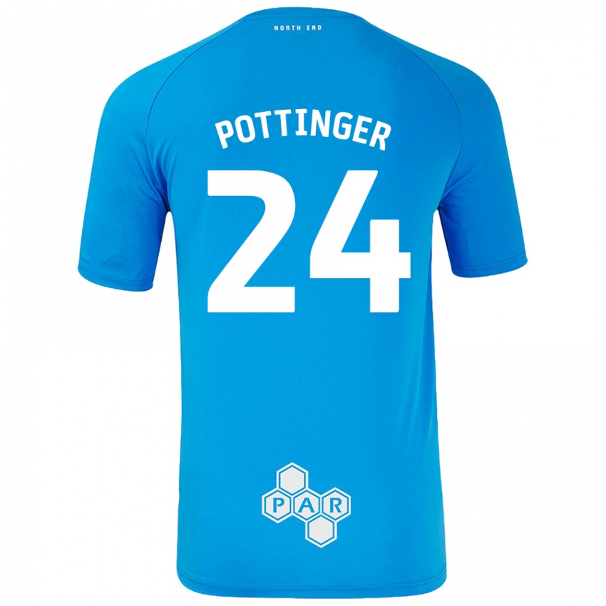 Enfant Maillot Kaya Pottinger #24 Bleu Ciel Tenues Extérieur 2024/25 T-Shirt Belgique