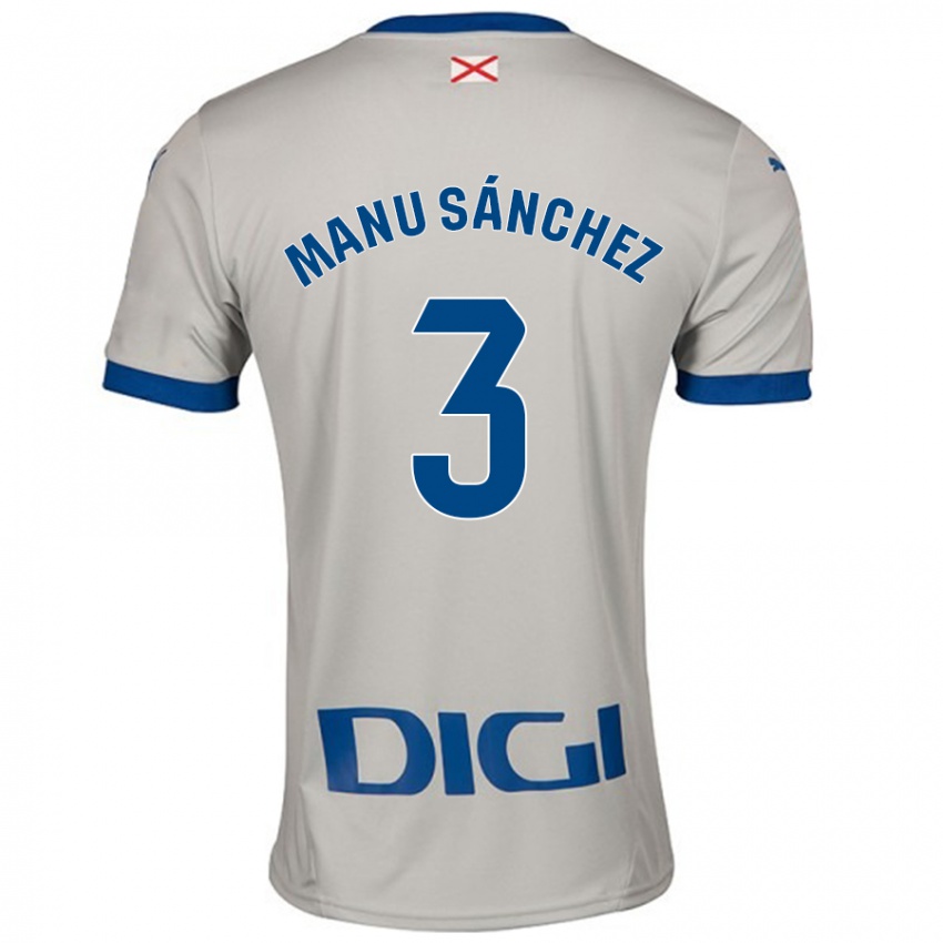 Enfant Maillot Manu Sanchez #3 Gris Clair Tenues Extérieur 2024/25 T-Shirt Belgique