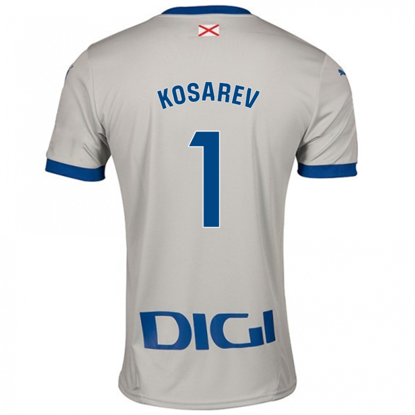 Enfant Maillot Oleksandr Kosarev #1 Gris Clair Tenues Extérieur 2024/25 T-Shirt Belgique