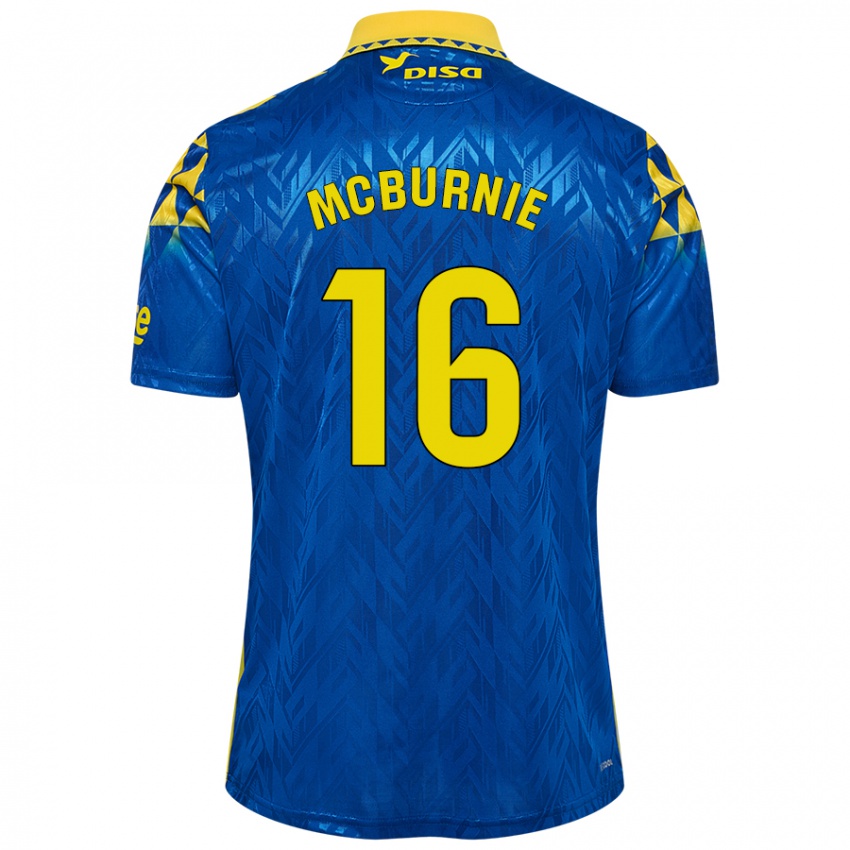 Kinder Oli Mcburnie #16 Blau Gelb Auswärtstrikot Trikot 2024/25 T-Shirt Belgien