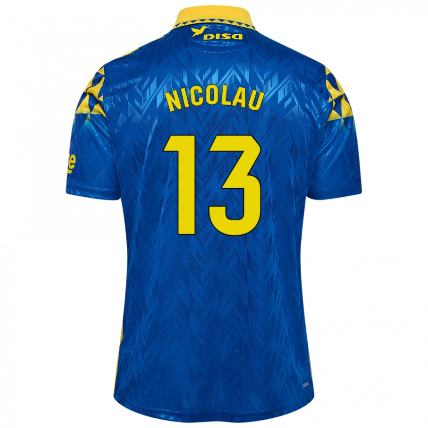 Kinder Nacho Nicolau #13 Blau Gelb Auswärtstrikot Trikot 2024/25 T-Shirt Belgien