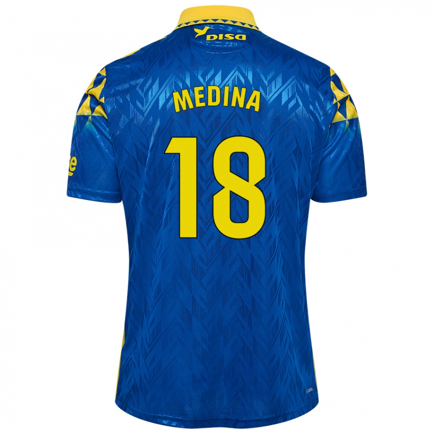 Kinder Iván Medina #18 Blau Gelb Auswärtstrikot Trikot 2024/25 T-Shirt Belgien