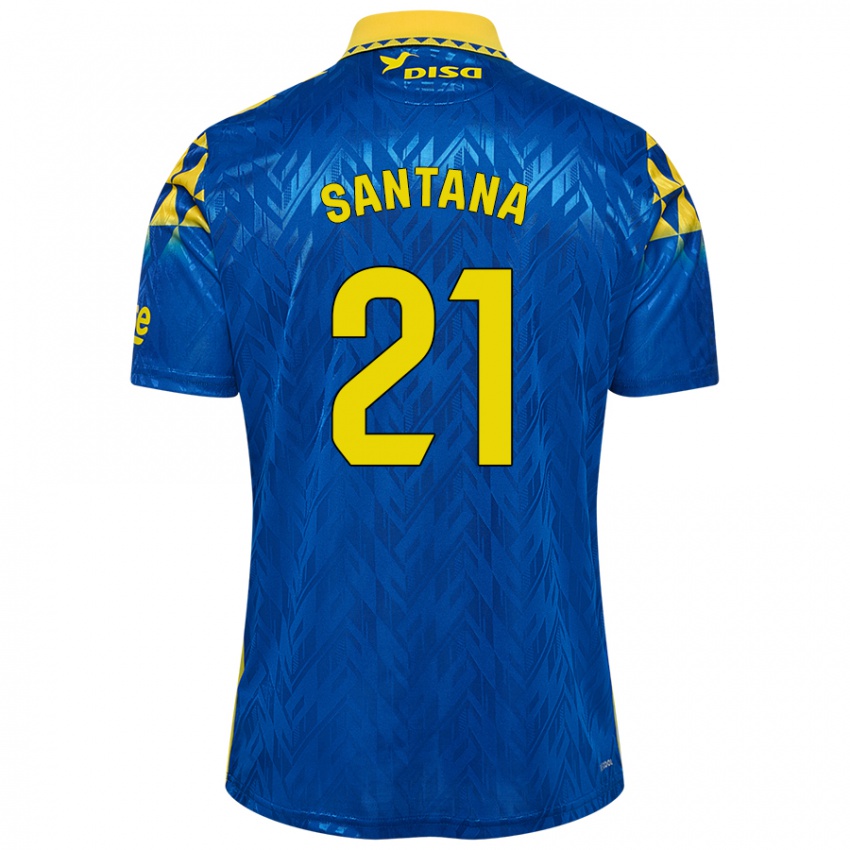 Kinder Yadam Santana #21 Blau Gelb Auswärtstrikot Trikot 2024/25 T-Shirt Belgien