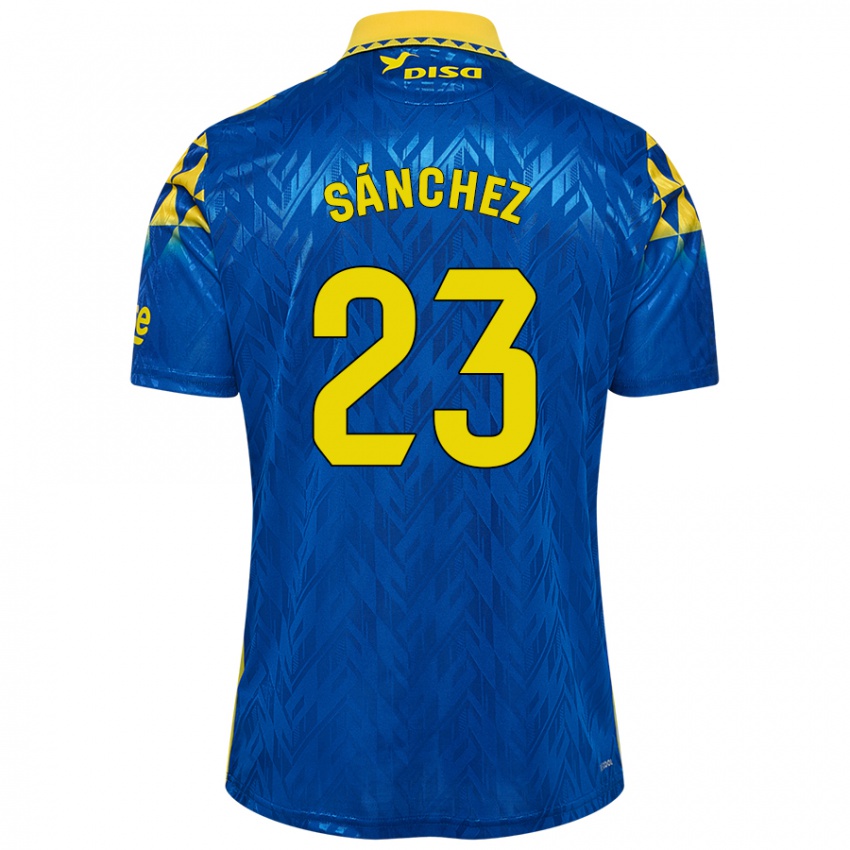 Kinder Omar Sánchez #23 Blau Gelb Auswärtstrikot Trikot 2024/25 T-Shirt Belgien