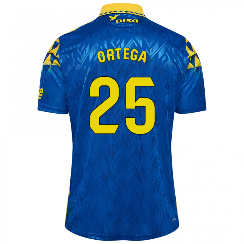 Kinder Edián Ortega #25 Blau Gelb Auswärtstrikot Trikot 2024/25 T-Shirt Belgien