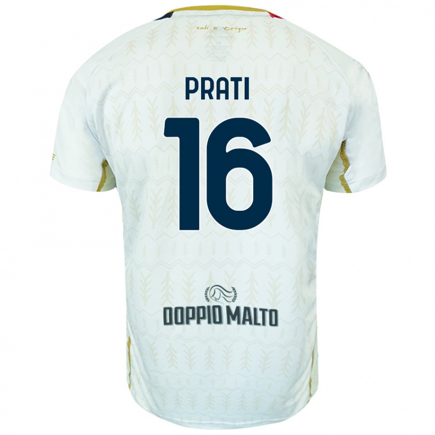 Enfant Maillot Matteo Prati #16 Blanc Tenues Extérieur 2024/25 T-Shirt Belgique