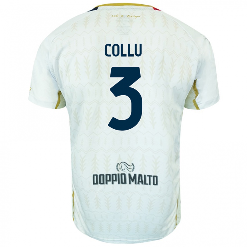 Enfant Maillot Davide Collu #3 Blanc Tenues Extérieur 2024/25 T-Shirt Belgique