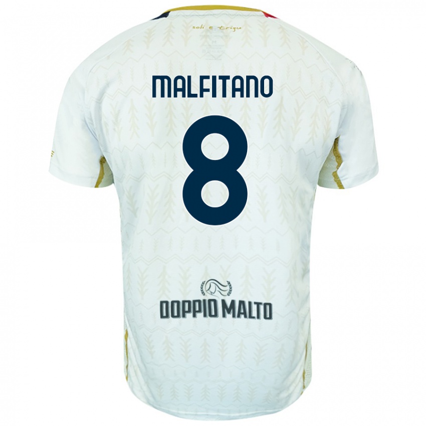 Enfant Maillot Roberto Malfitano #8 Blanc Tenues Extérieur 2024/25 T-Shirt Belgique