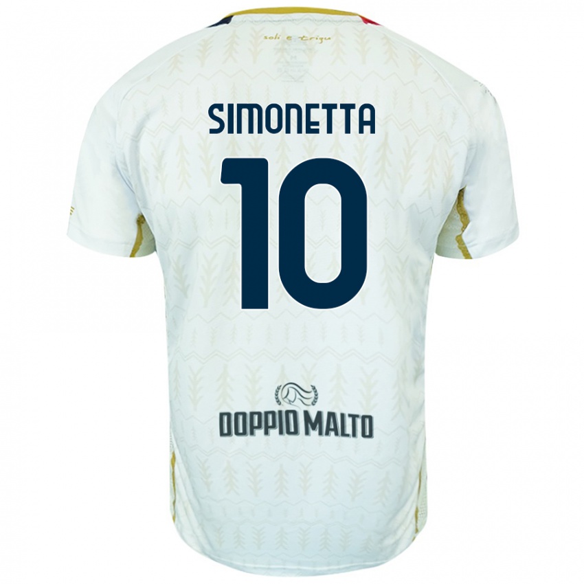 Enfant Maillot Jacopo Simonetta #10 Blanc Tenues Extérieur 2024/25 T-Shirt Belgique