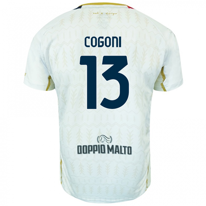 Enfant Maillot Andrea Cogoni #13 Blanc Tenues Extérieur 2024/25 T-Shirt Belgique