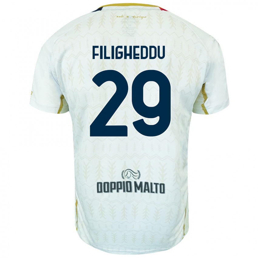 Enfant Maillot Daniele Filigheddu #29 Blanc Tenues Extérieur 2024/25 T-Shirt Belgique