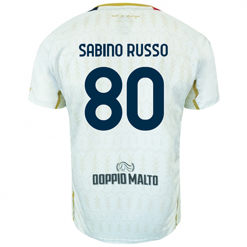 Enfant Maillot Alessandro Sabino Russo #80 Blanc Tenues Extérieur 2024/25 T-Shirt Belgique