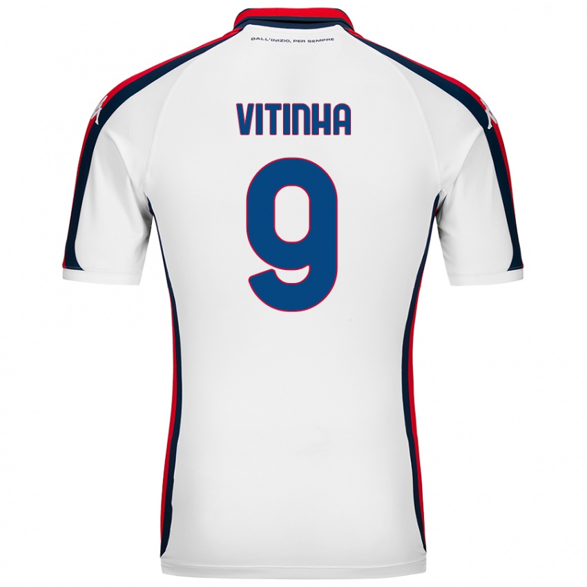 Enfant Maillot Vitinha #9 Blanc Tenues Extérieur 2024/25 T-Shirt Belgique