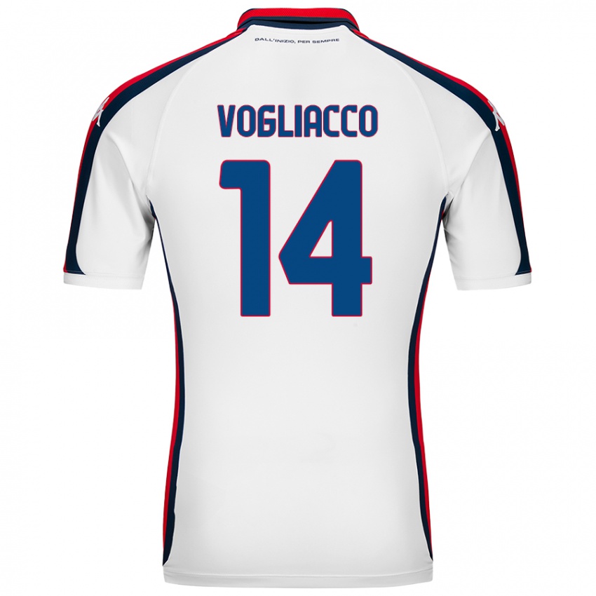 Enfant Maillot Alessandro Vogliacco #14 Blanc Tenues Extérieur 2024/25 T-Shirt Belgique