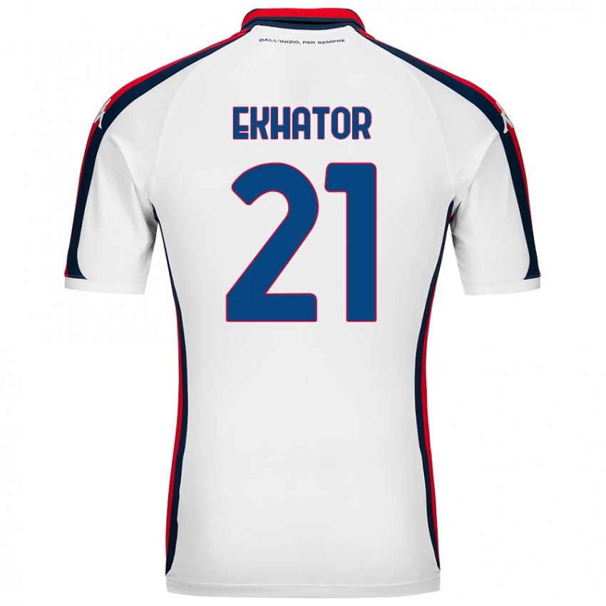 Enfant Maillot Jeff Ekhator #21 Blanc Tenues Extérieur 2024/25 T-Shirt Belgique