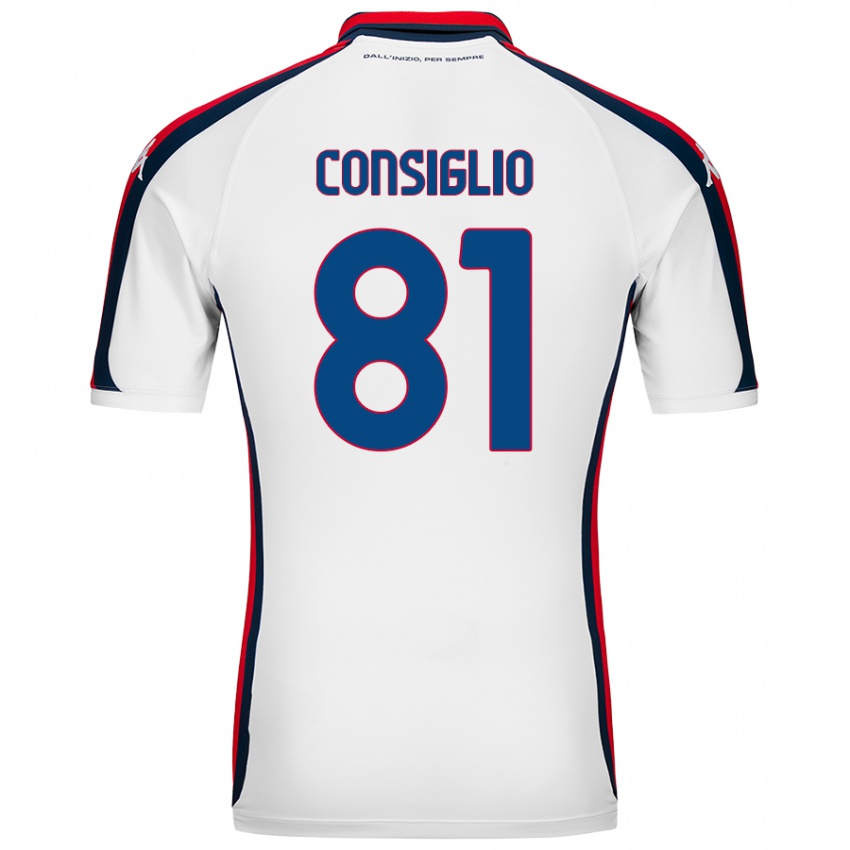 Enfant Maillot Leonardo Consiglio #81 Blanc Tenues Extérieur 2024/25 T-Shirt Belgique