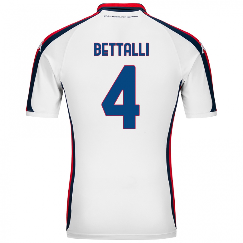 Enfant Maillot Giorgia Bettalli #4 Blanc Tenues Extérieur 2024/25 T-Shirt Belgique