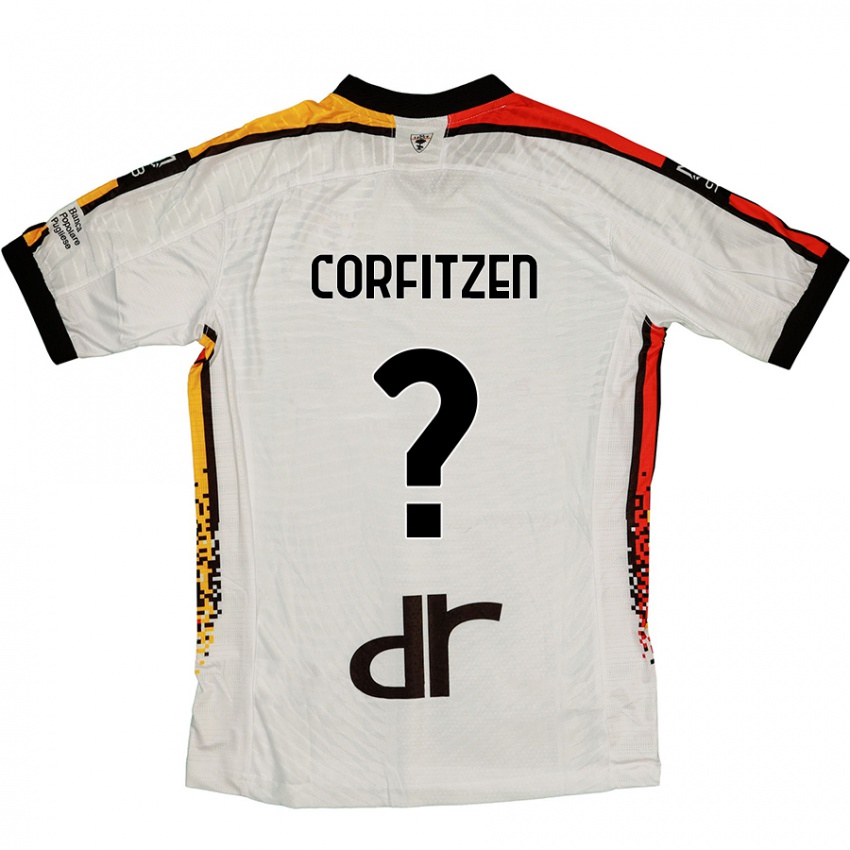 Kinderen Jeppe Corfitzen #0 Wit Zwart Uitshirt Uittenue 2024/25 T-Shirt België