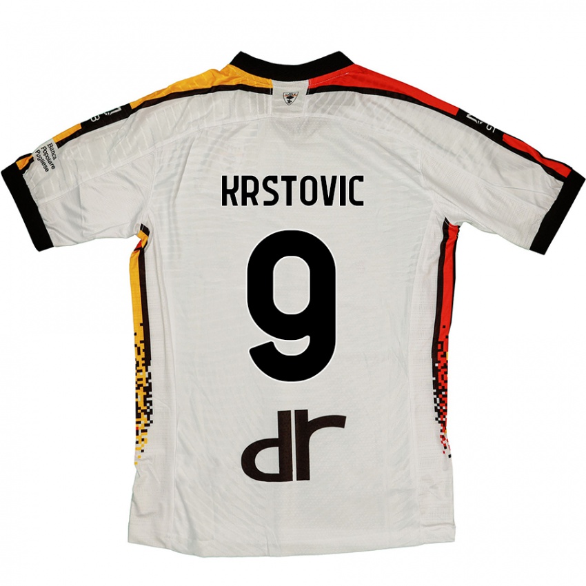 Kinderen Nikola Krstovic #9 Wit Zwart Uitshirt Uittenue 2024/25 T-Shirt België