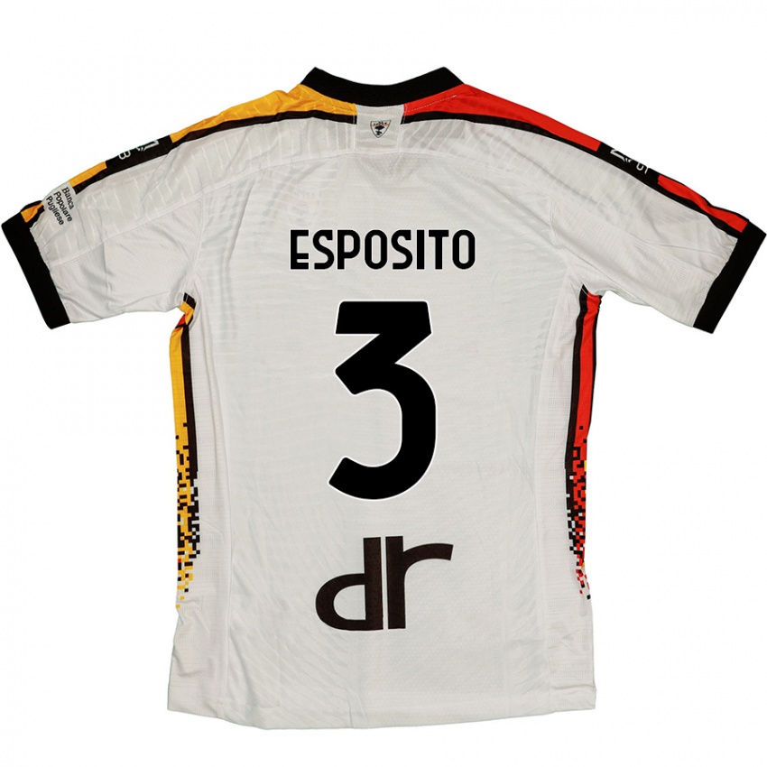 Kinderen Sebastian Esposito #3 Wit Zwart Uitshirt Uittenue 2024/25 T-Shirt België