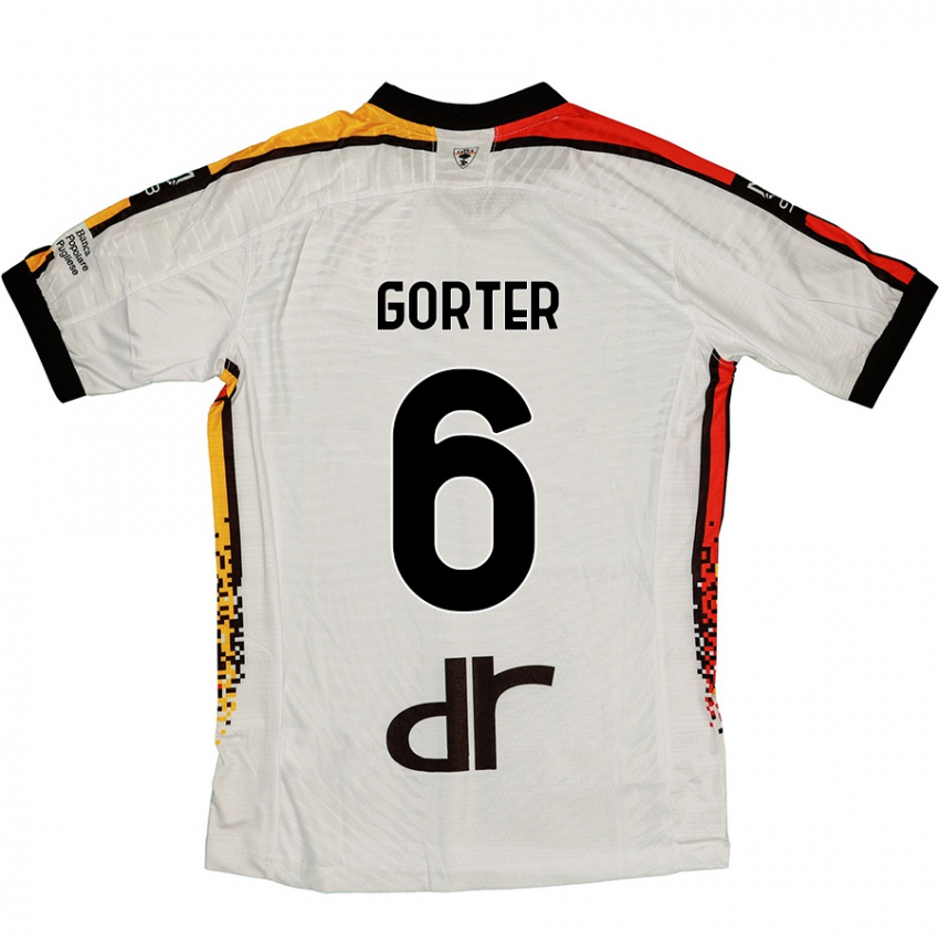 Kinderen Olaf Gorter #6 Wit Zwart Uitshirt Uittenue 2024/25 T-Shirt België