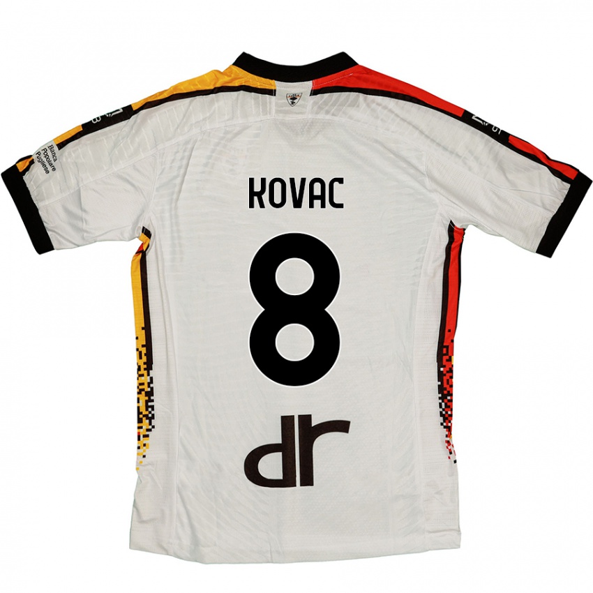 Kinderen Niko Kovac #8 Wit Zwart Uitshirt Uittenue 2024/25 T-Shirt België