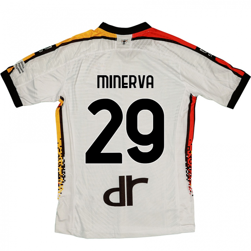 Kinderen Francesco Minerva #29 Wit Zwart Uitshirt Uittenue 2024/25 T-Shirt België