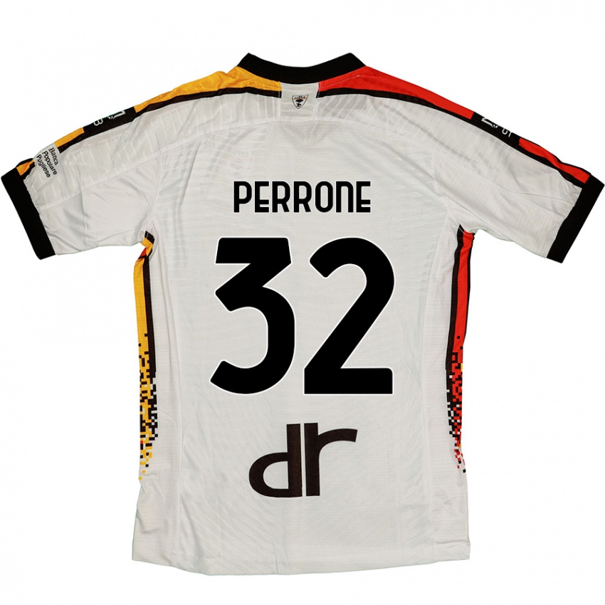 Kinderen Samuele Perrone #32 Wit Zwart Uitshirt Uittenue 2024/25 T-Shirt België