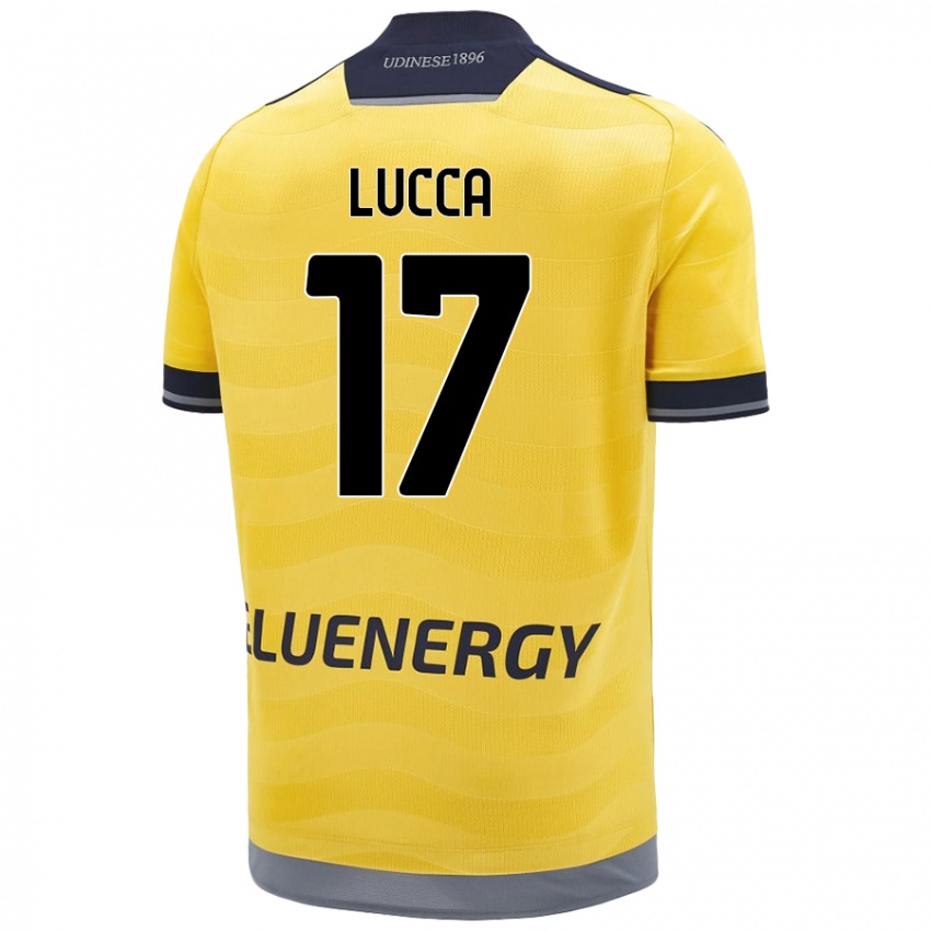 Enfant Maillot Lorenzo Lucca #17 Doré Tenues Extérieur 2024/25 T-Shirt Belgique