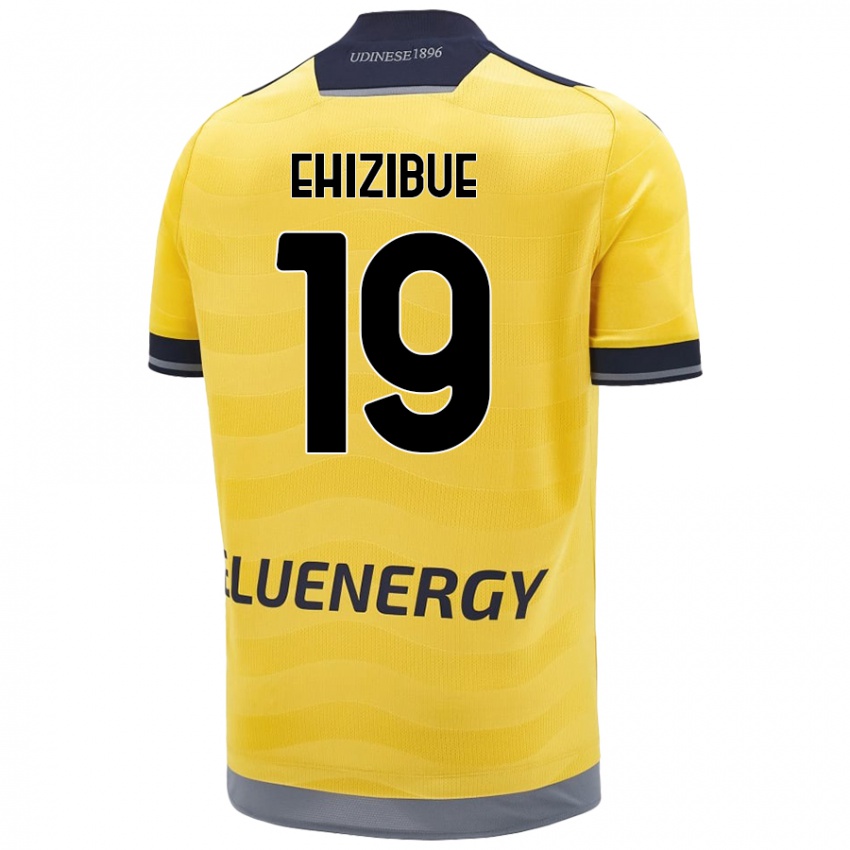 Enfant Maillot Kingsley Ehizibue #19 Doré Tenues Extérieur 2024/25 T-Shirt Belgique