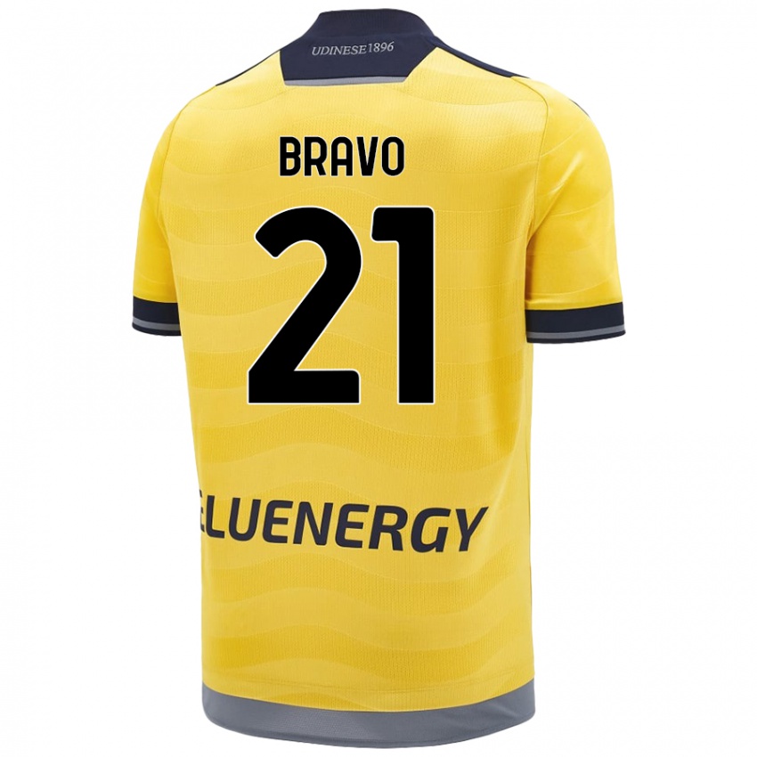 Enfant Maillot Iker Bravo #21 Doré Tenues Extérieur 2024/25 T-Shirt Belgique