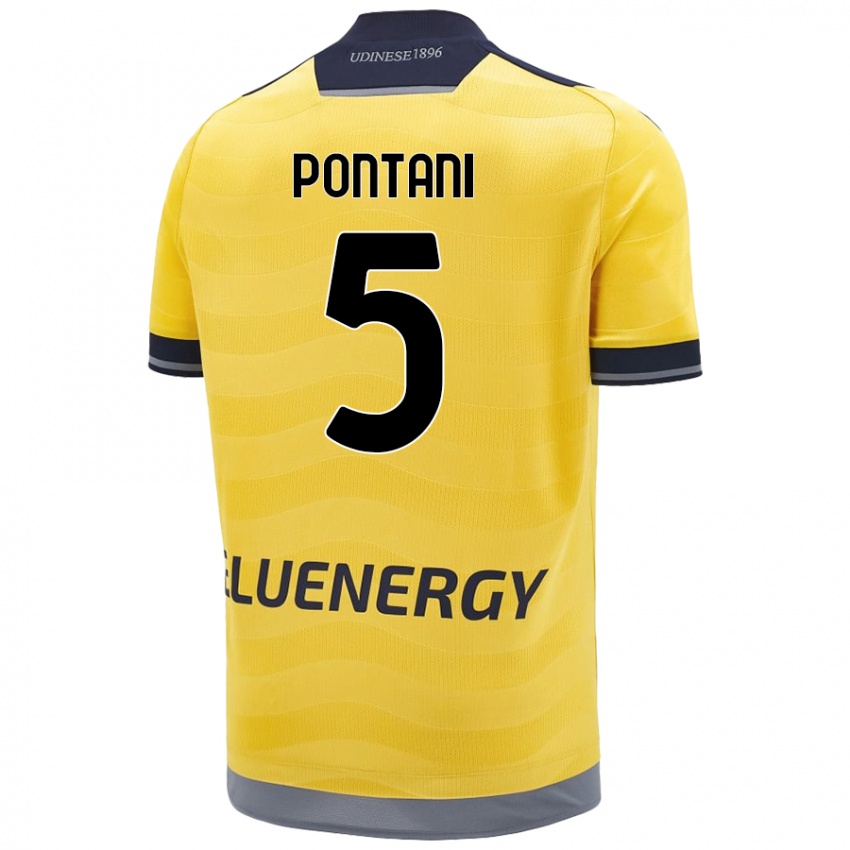 Enfant Maillot Leonardo Pontani #5 Doré Tenues Extérieur 2024/25 T-Shirt Belgique