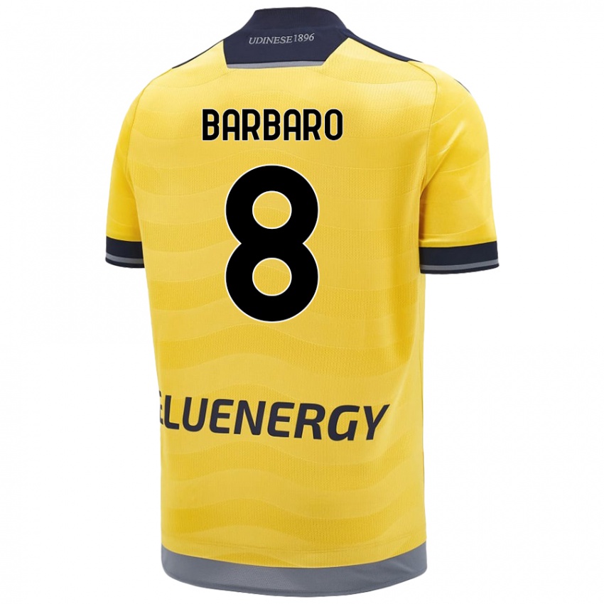 Enfant Maillot Elia Barbaro #8 Doré Tenues Extérieur 2024/25 T-Shirt Belgique