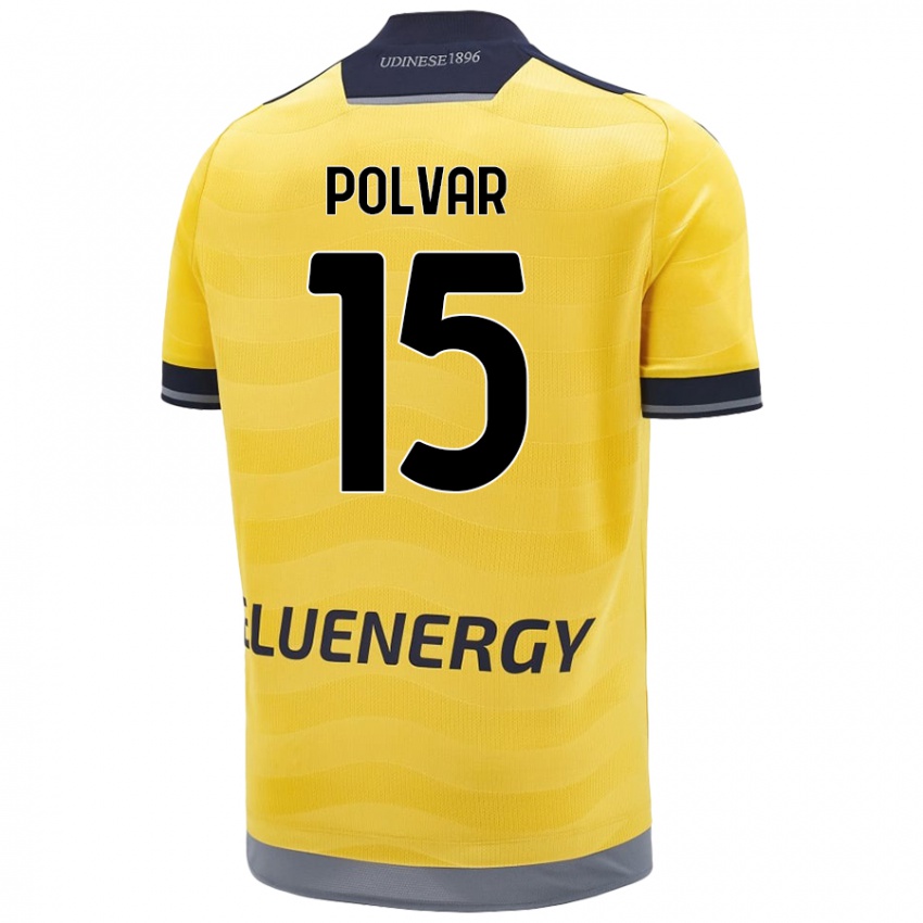 Enfant Maillot Francesco Polvar #15 Doré Tenues Extérieur 2024/25 T-Shirt Belgique