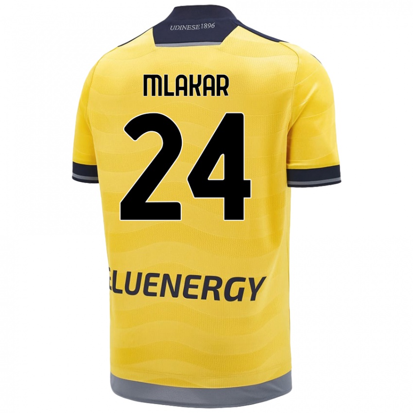 Enfant Maillot Lorenzo Mlakar #24 Doré Tenues Extérieur 2024/25 T-Shirt Belgique