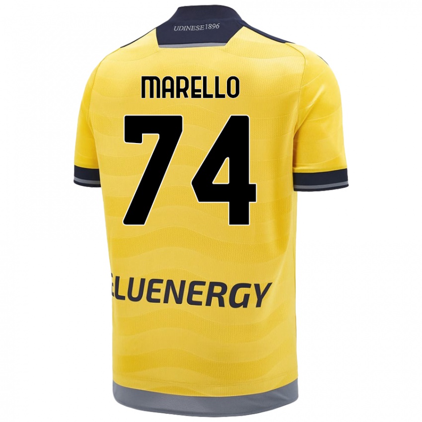 Enfant Maillot Mattia Marello #74 Doré Tenues Extérieur 2024/25 T-Shirt Belgique