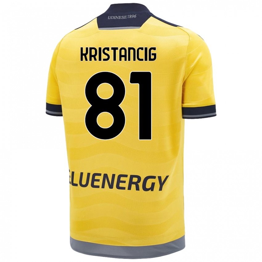 Enfant Maillot Luca Kristancig #81 Doré Tenues Extérieur 2024/25 T-Shirt Belgique