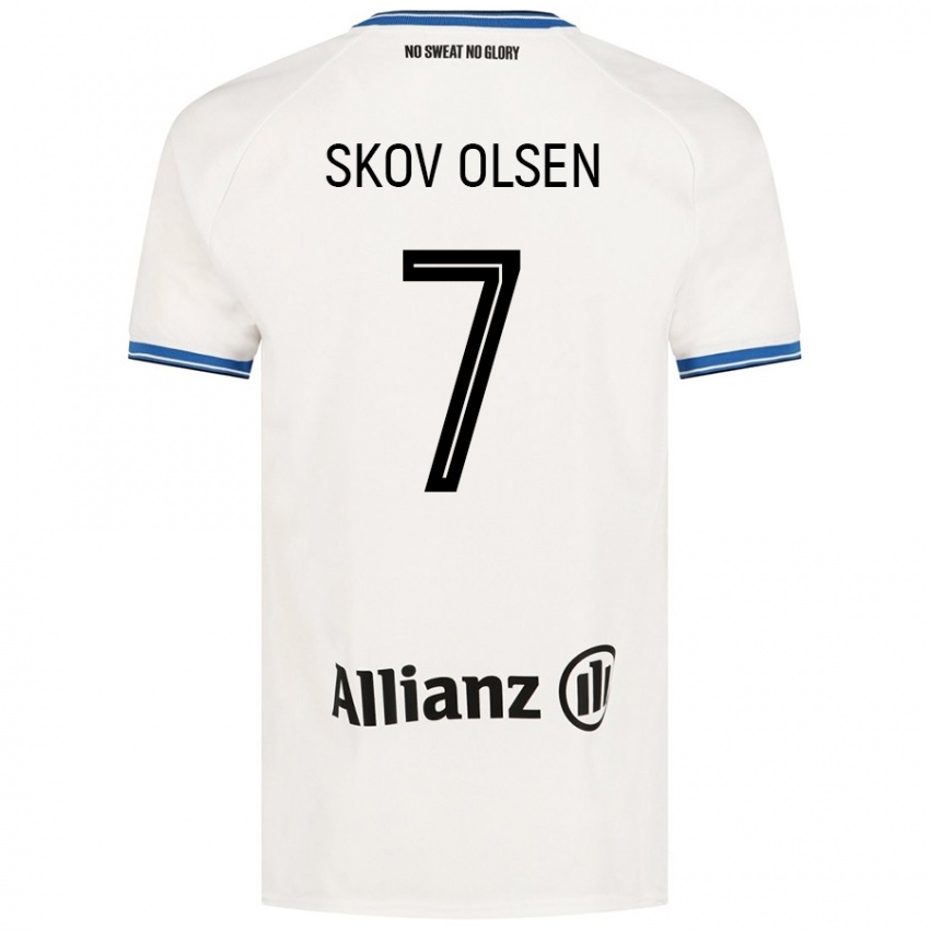 Enfant Maillot Andreas Skov Olsen #7 Blanc Tenues Extérieur 2024/25 T-Shirt Belgique