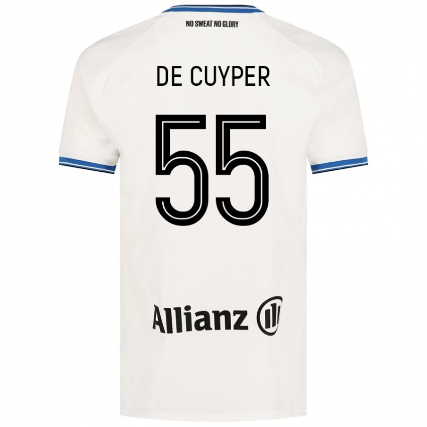 Enfant Maillot Maxim De Cuyper #55 Blanc Tenues Extérieur 2024/25 T-Shirt Belgique