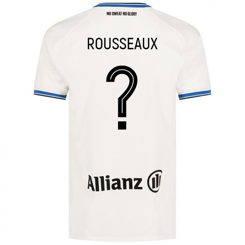 Enfant Maillot Luca Rousseaux #0 Blanc Tenues Extérieur 2024/25 T-Shirt Belgique