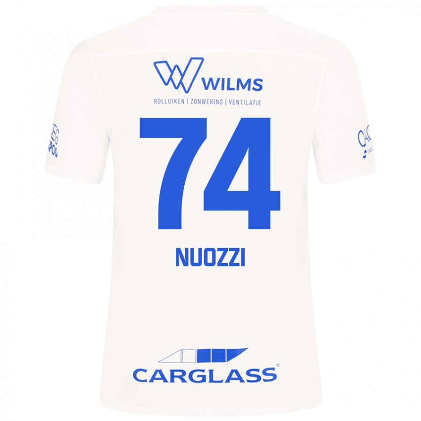 Enfant Maillot Cédric Nuozzi #74 Blanc Tenues Extérieur 2024/25 T-Shirt Belgique