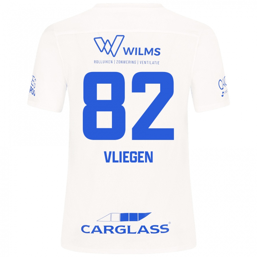 Enfant Maillot Olivier Vliegen #82 Blanc Tenues Extérieur 2024/25 T-Shirt Belgique